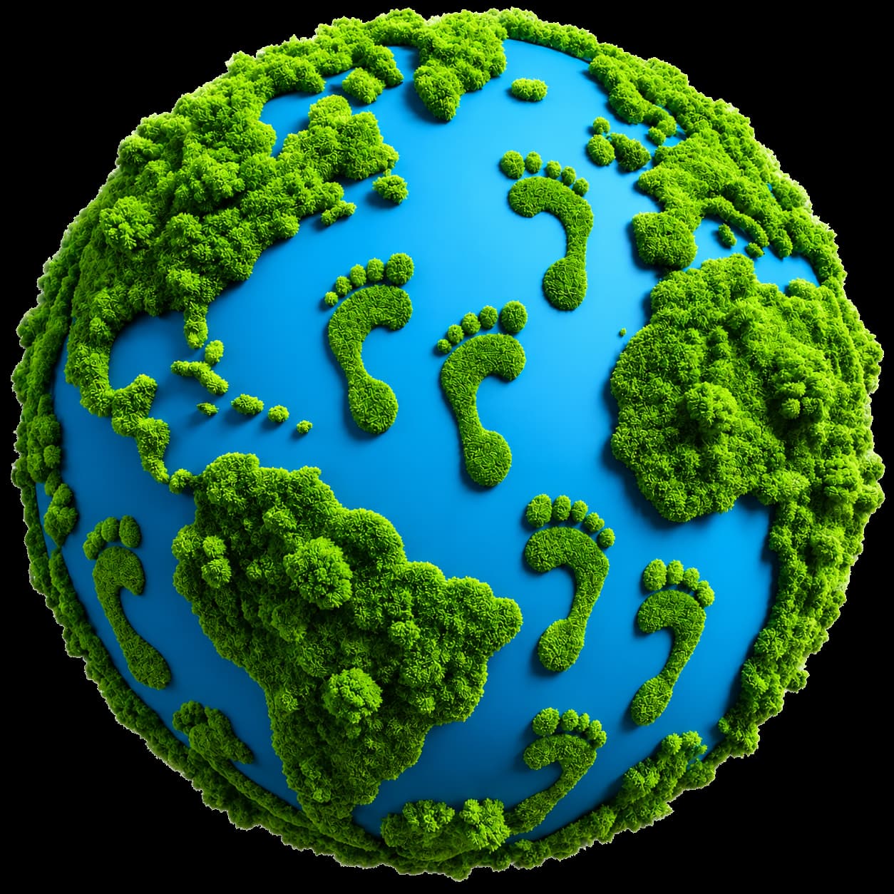 Earth globe wrapped in lush green leaves